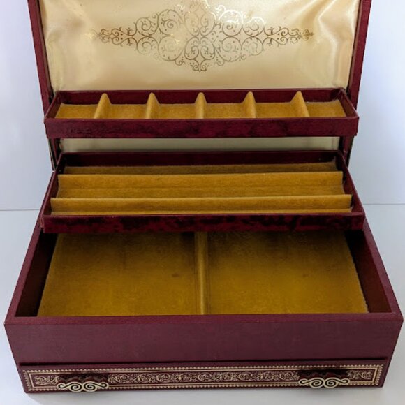 Vintage MELE Jewelry Box Red with Gold Velvet Lining - Picture 1 of 9